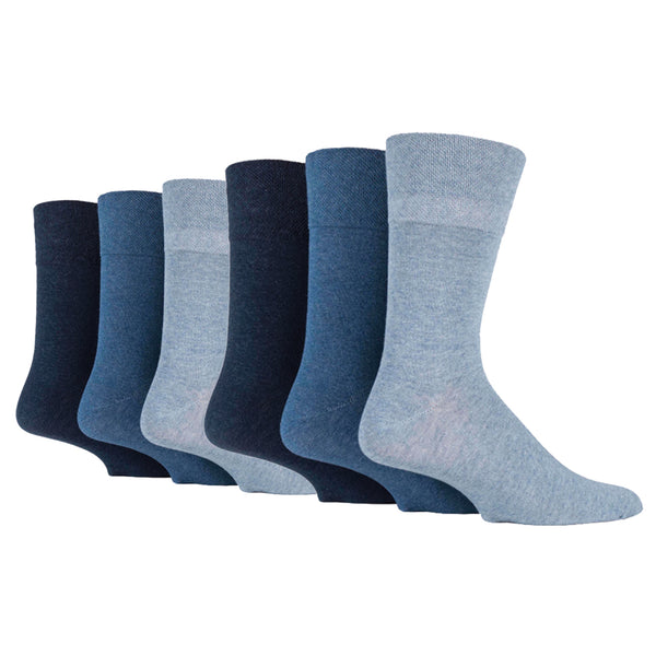 6 Pairs Men's BigFoot Diabetic Socks - Blue