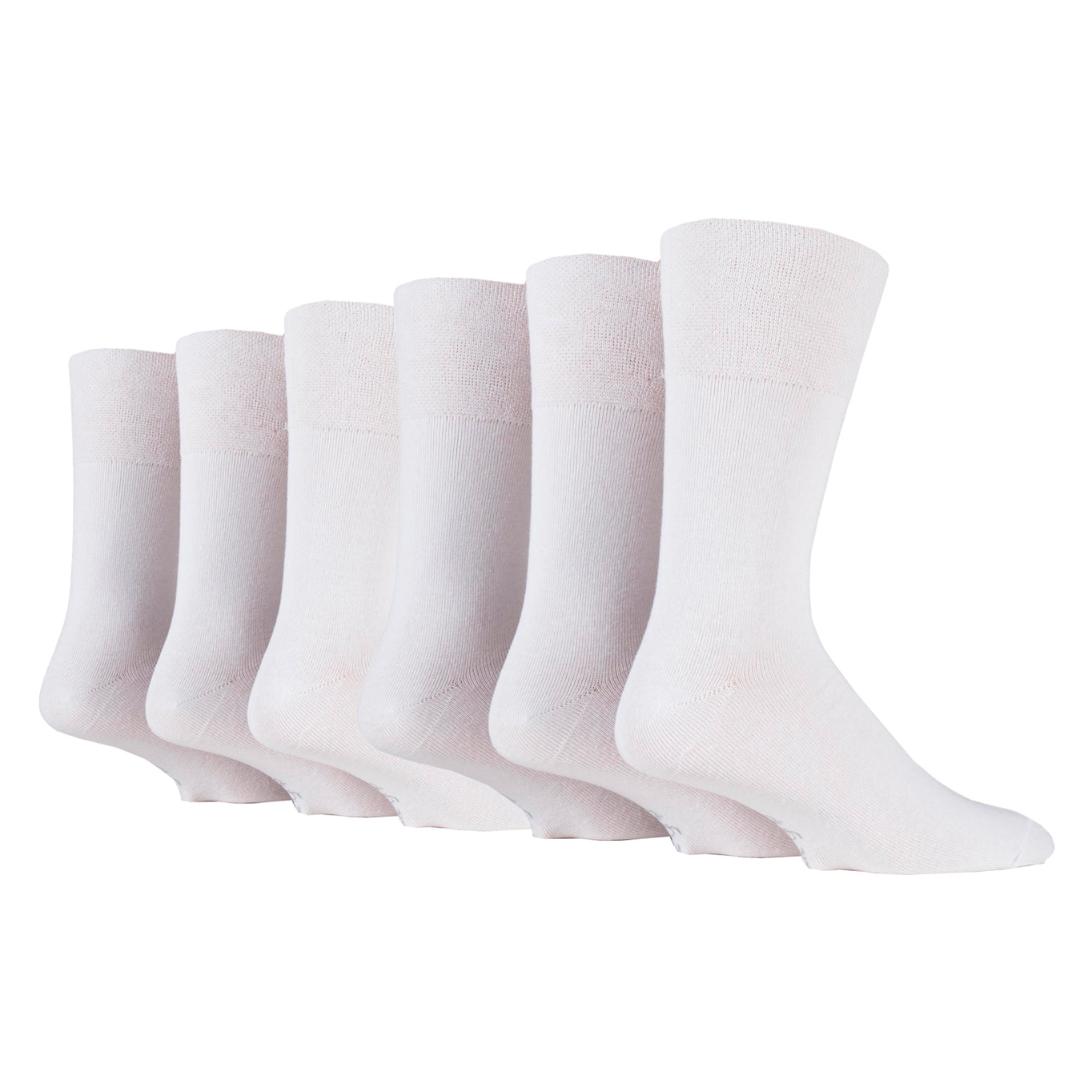 6 Pairs Men's Bamboo Diabetic Socks - White