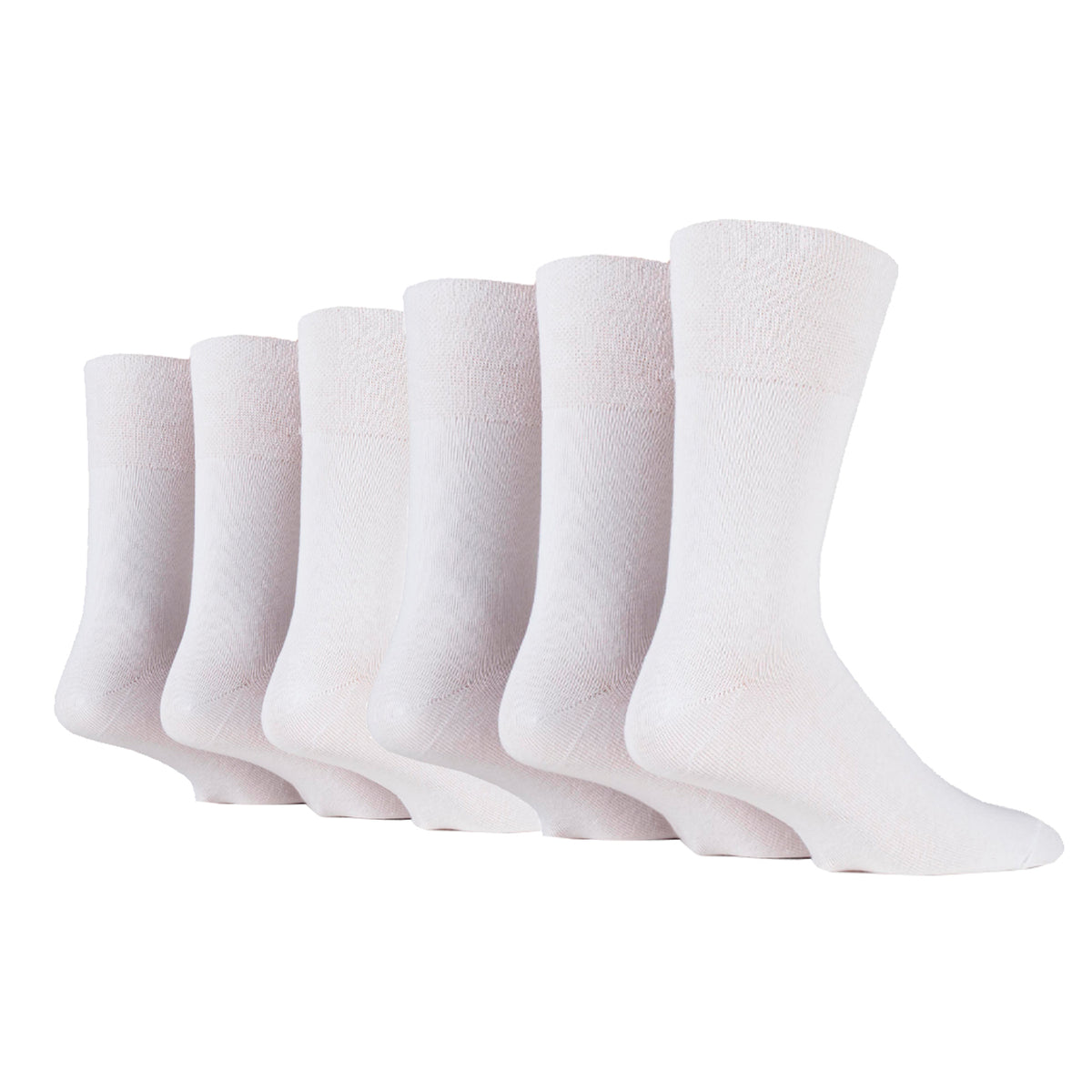 6 Pairs Men's Diabetic Socks - White