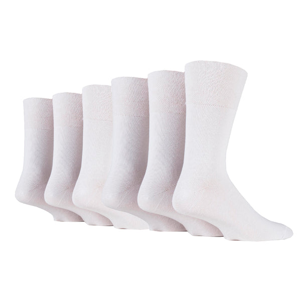 6 Pairs Men's Diabetic Socks - White