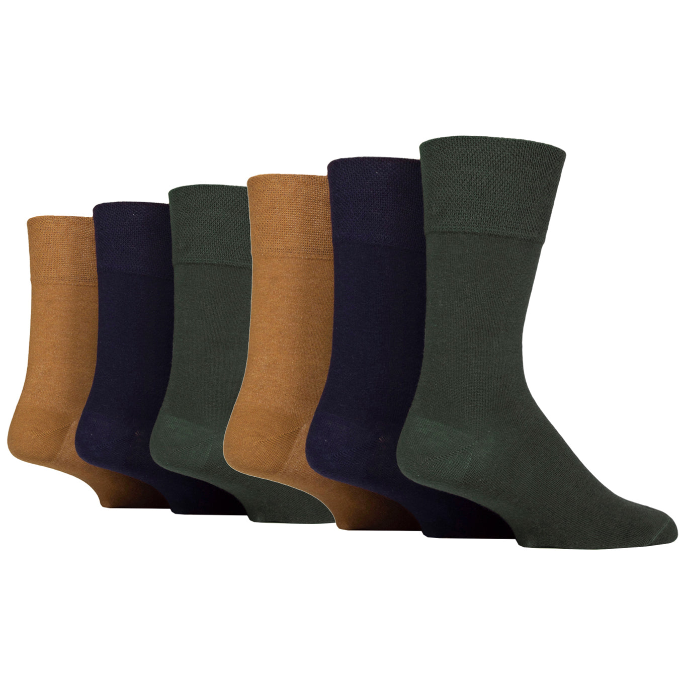 6 Pairs Men's Diabetic Socks - Ochre Mix