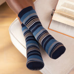 Load image into Gallery viewer, 1 Pair Men's Raynaud's Thermal Slipper Socks - Navy Stripe
