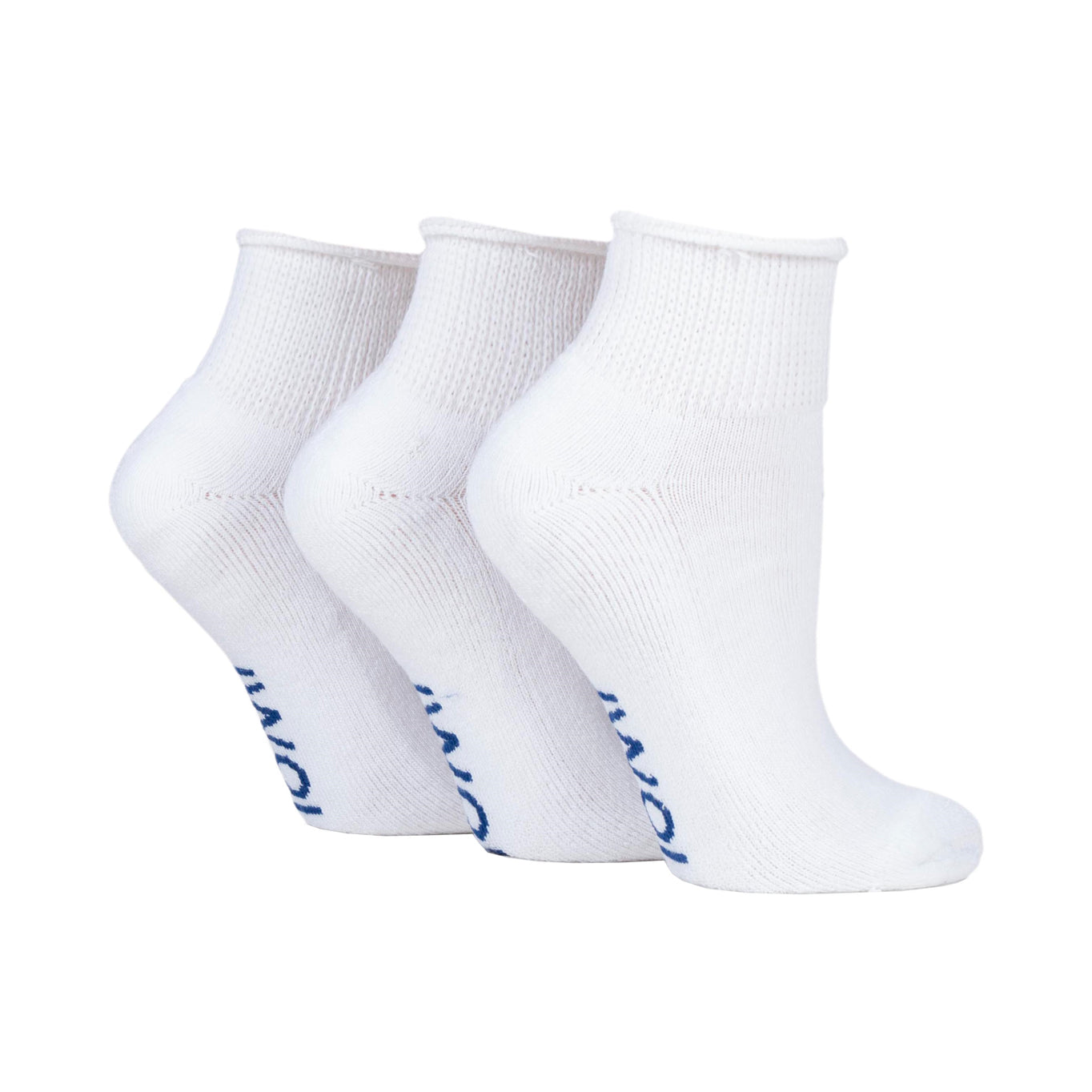 3 Pairs Cushion Foot Diabetic Ankle Socks - White