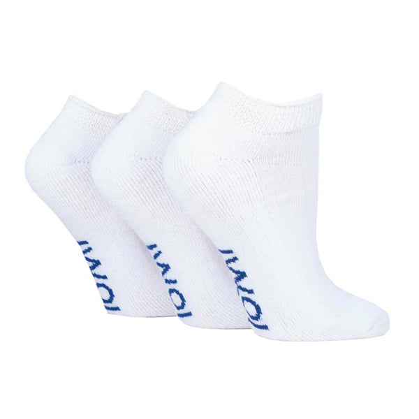 3 Pairs Cushion Foot Diabetic Trainer Socks - White