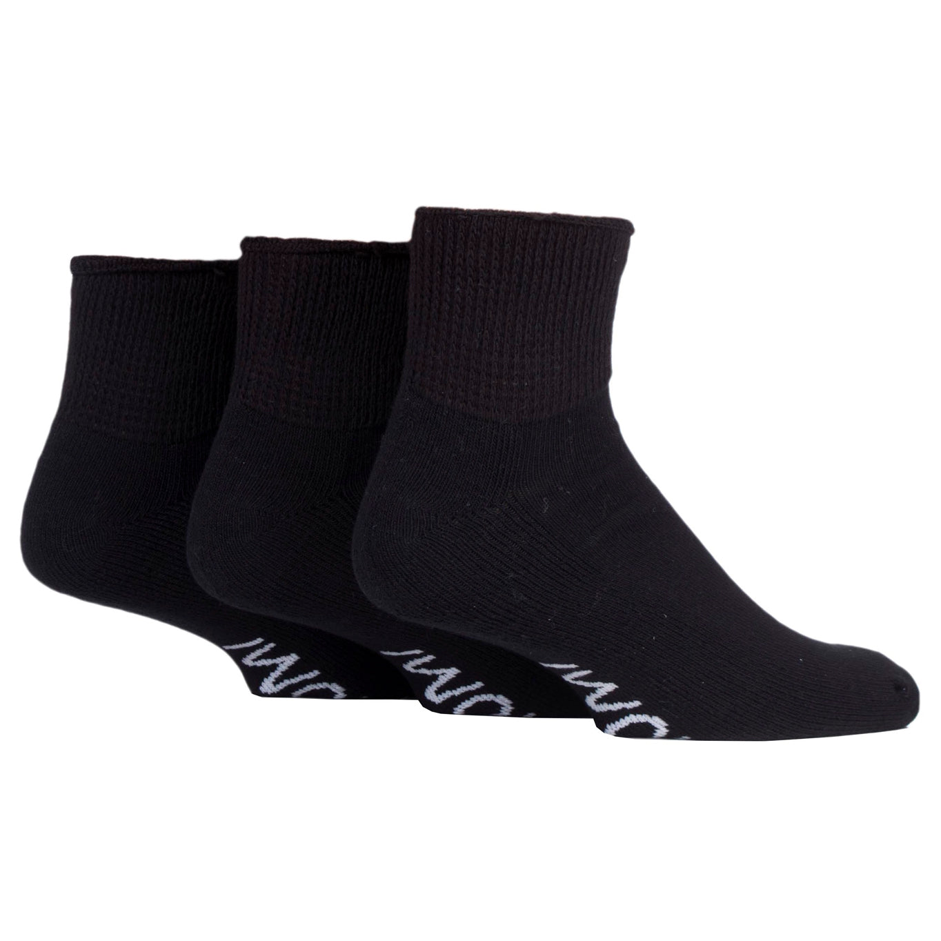 3 Pairs Cushion Foot Diabetic Ankle Socks - Black