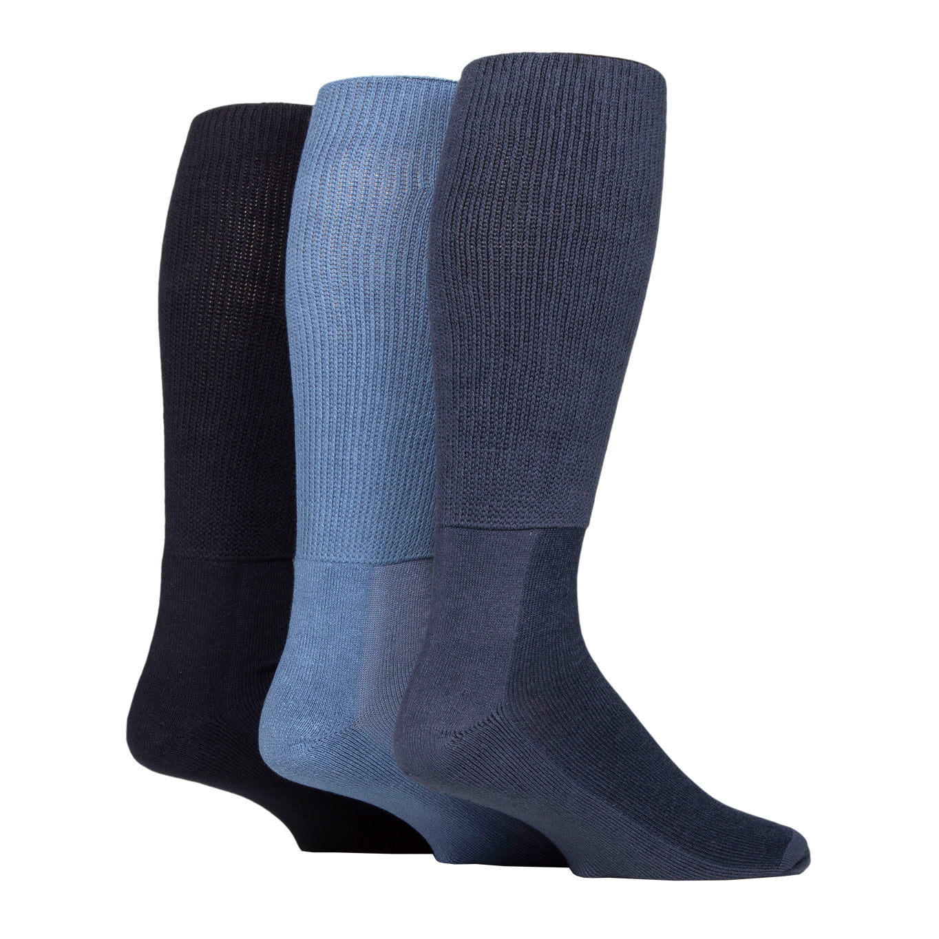 3 Pairs Knee Length Bamboo Diabetic Socks - Denim