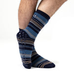 Load image into Gallery viewer, 1 Pair Men&#39;s Raynaud&#39;s Thermal Slipper Socks - Navy Stripe
