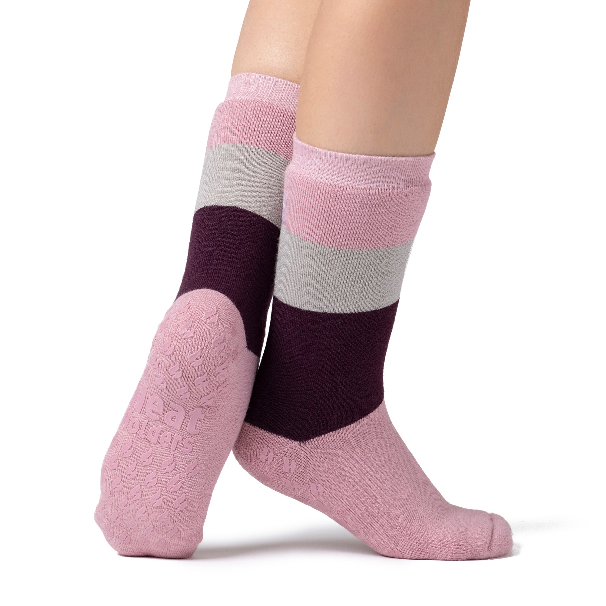 1 Pair Ladies Raynaud's Thermal Slipper Socks - Rose