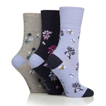 Load image into Gallery viewer, 3 Pairs Ladies RHS Cotton Socks - Floral / Insect
