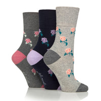 3 Pairs Ladies RHS Cotton Socks - Roses