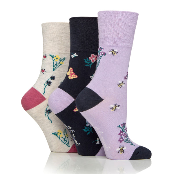 3 Pairs Ladies RHS Bamboo Socks - Flowers & Insects