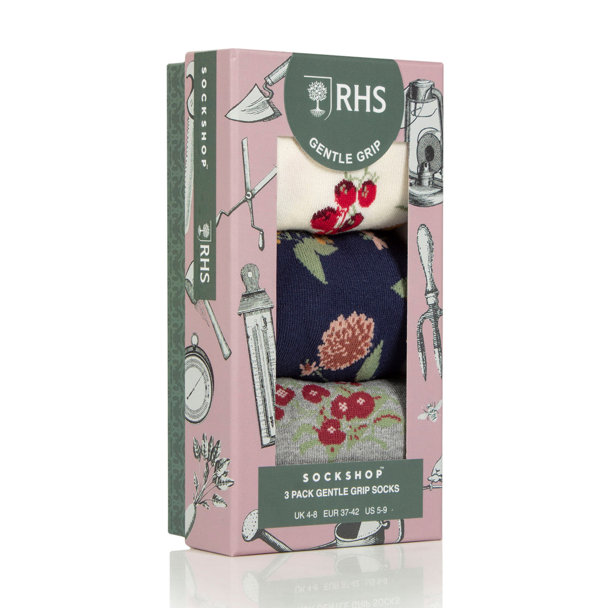3 Pairs Ladies Gift Boxed RHS Bamboo Socks - Garden Medley
