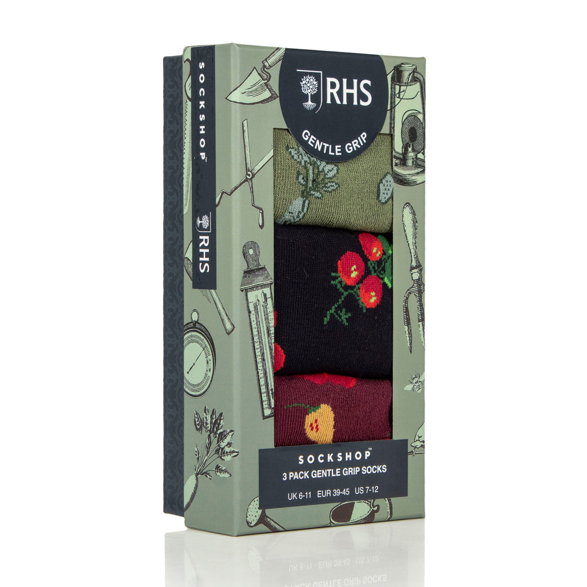 3 Pairs Men's Gift Boxed RHS Bamboo Socks - Allotment