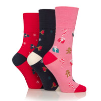 3 Pairs Ladies Fun Feet Christmas Socks - Bamboo Christmas