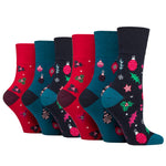 Load image into Gallery viewer, 6 Pairs Ladies Fun Feet Christmas Socks - Merry and Bright
