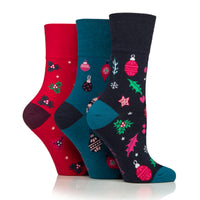 3 Pairs Ladies Fun Feet Christmas Socks - Merry and Bright