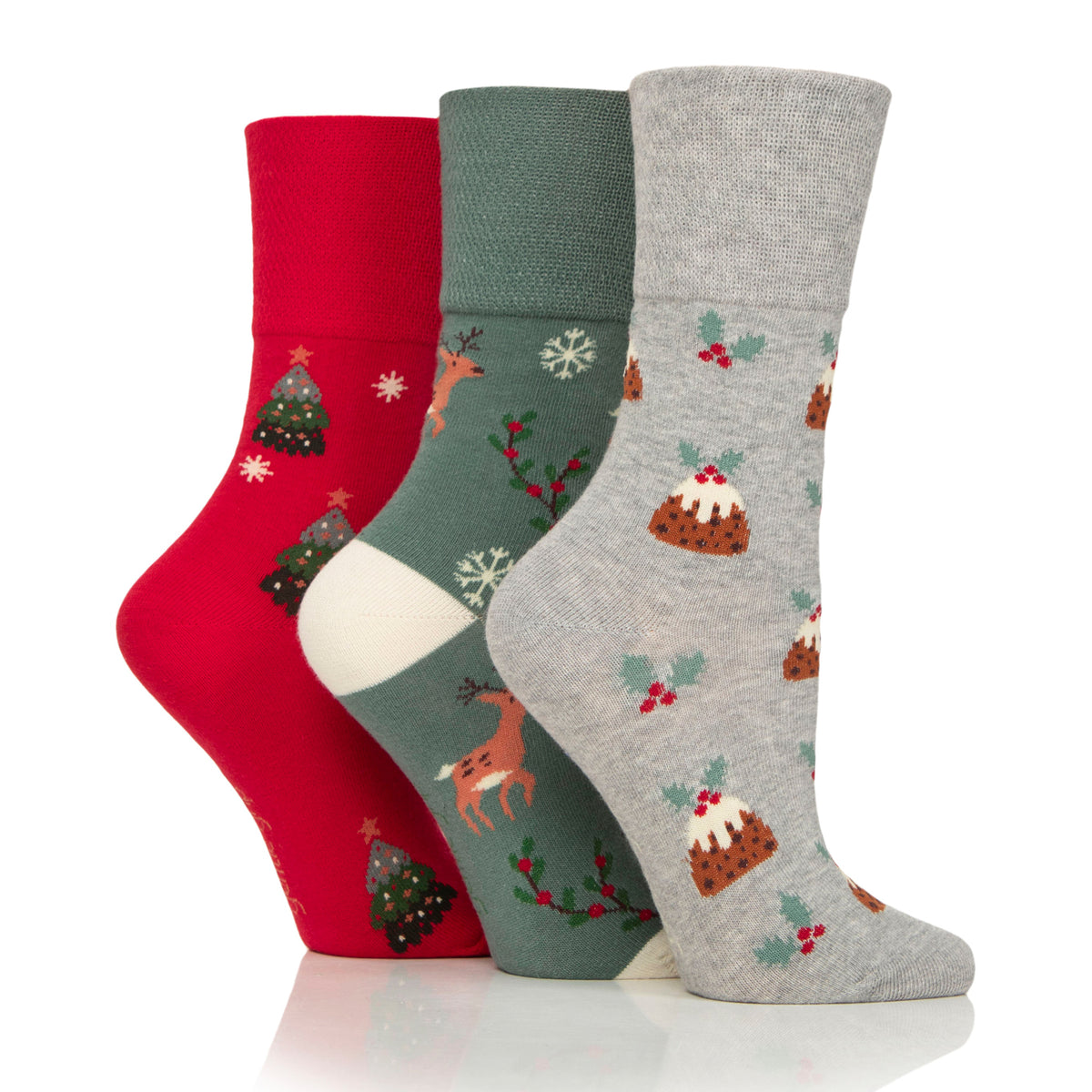 3 Paar Fun Feet Weihnachtssocken für Damen – Fairisle