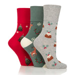 Lade das Bild in den Galerie-Viewer, 3 Paar Fun Feet Weihnachtssocken für Damen – Fairisle
