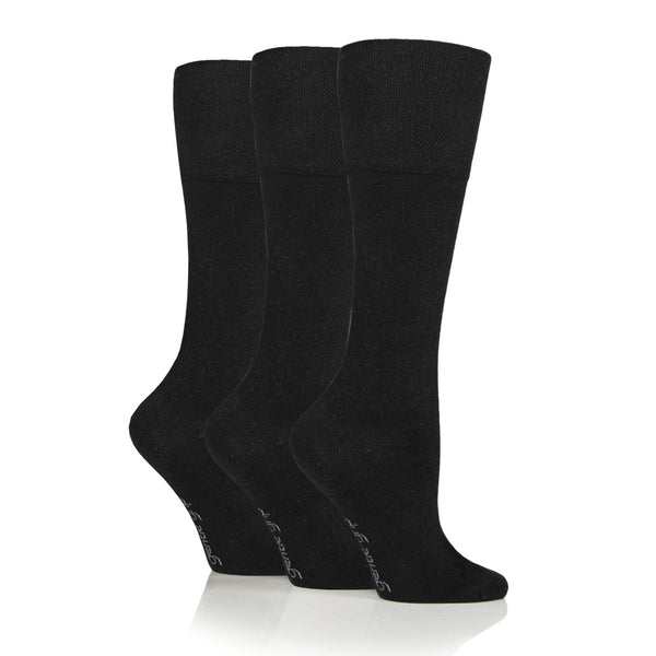 3 paires de chaussettes en coton noires pour femme, jusqu'au genou