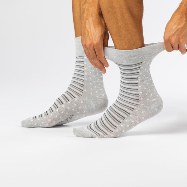 3 Pairs Men's Cotton Socks - Mono Spot Stripe