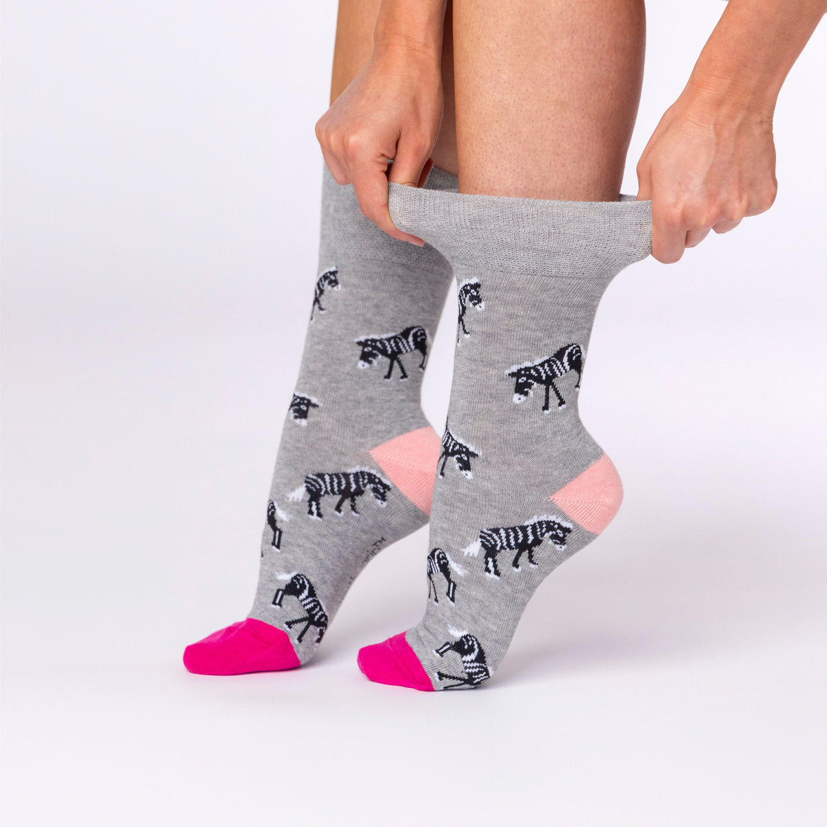 3 Pairs Ladies Fun Feet Cotton Socks - Zebra Life