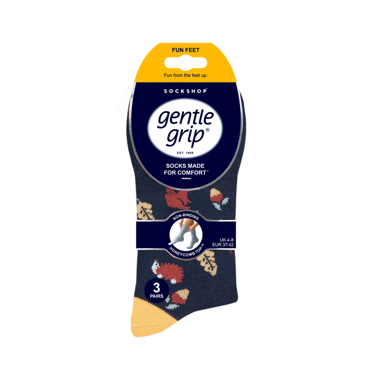 3 Pairs Ladies Fun Feet Cotton Socks - Autumn Leaves