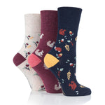 Load image into Gallery viewer, 3 Pairs Ladies Fun Feet Cotton Socks - Autumn Leaves

