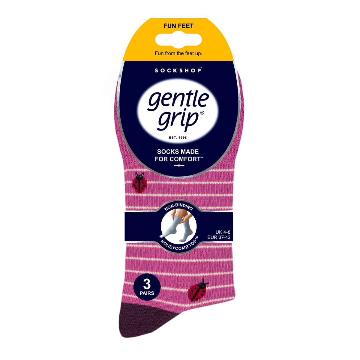 3 Pairs Ladies Fun Feet Cotton Socks - Beautiful Bugs