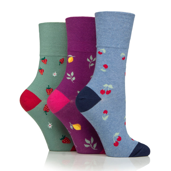 3 Pairs Ladies Fun Feet Cotton Socks - Fruits