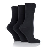 Load image into Gallery viewer, 3 Pairs Ladies Plain Cotton Socks - Black
