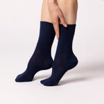 Load image into Gallery viewer, 3 Pairs Ladies Plain Cotton Socks - Navy
