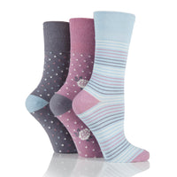 3 Pairs Ladies Cotton Socks - Dainty Flower