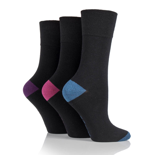 3 Pairs Ladies Cotton Socks - Black