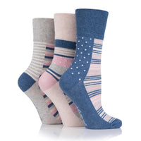 3 Pairs Ladies Cotton Socks - Weekender Navy