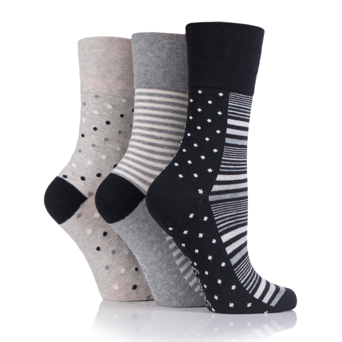 3 Pairs Ladies Cotton Socks - Monochrome