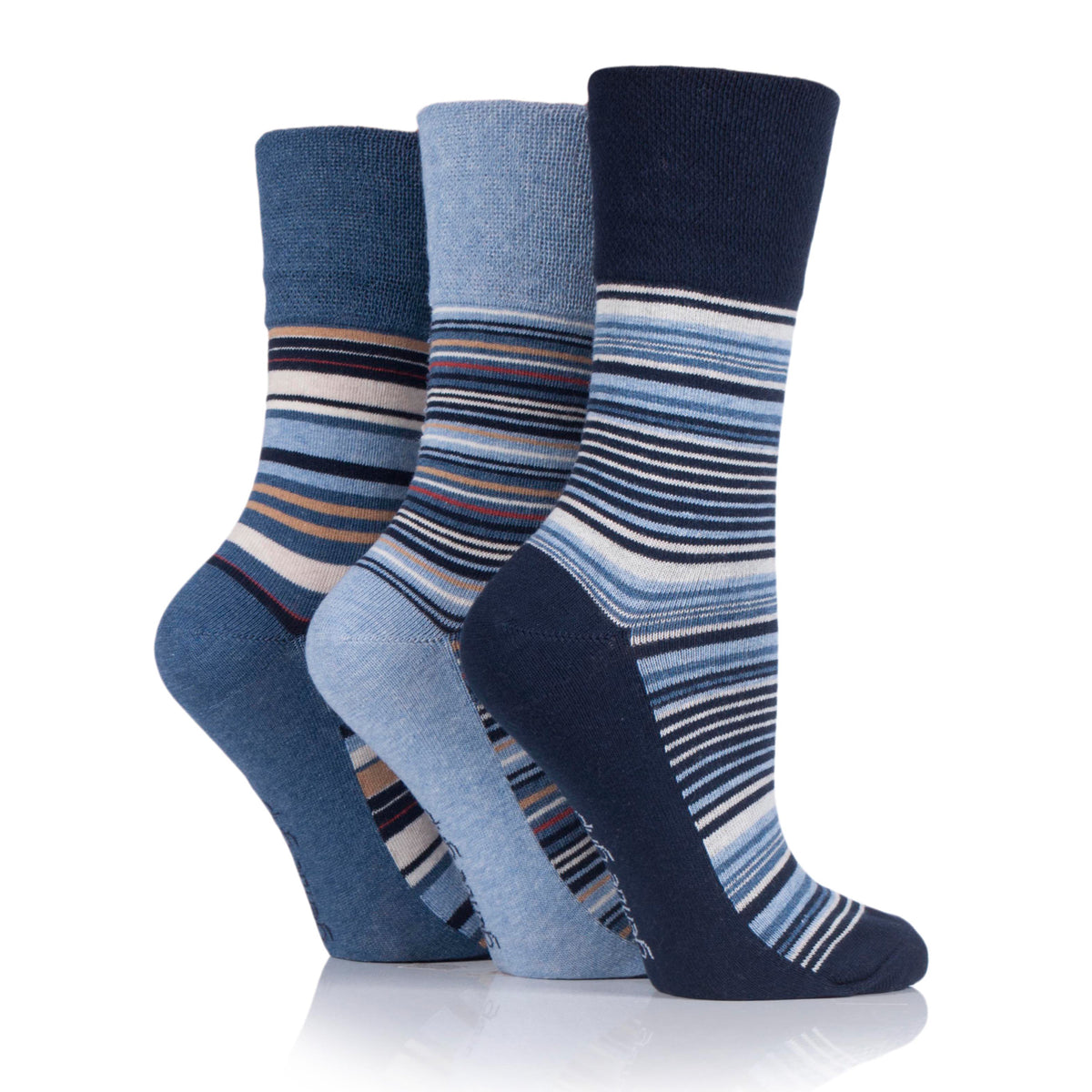 3 Pairs Ladies Cotton Socks - Intellect Navy/Denim