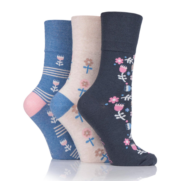 3 Pairs Ladies Cotton Socks - Retro Charm