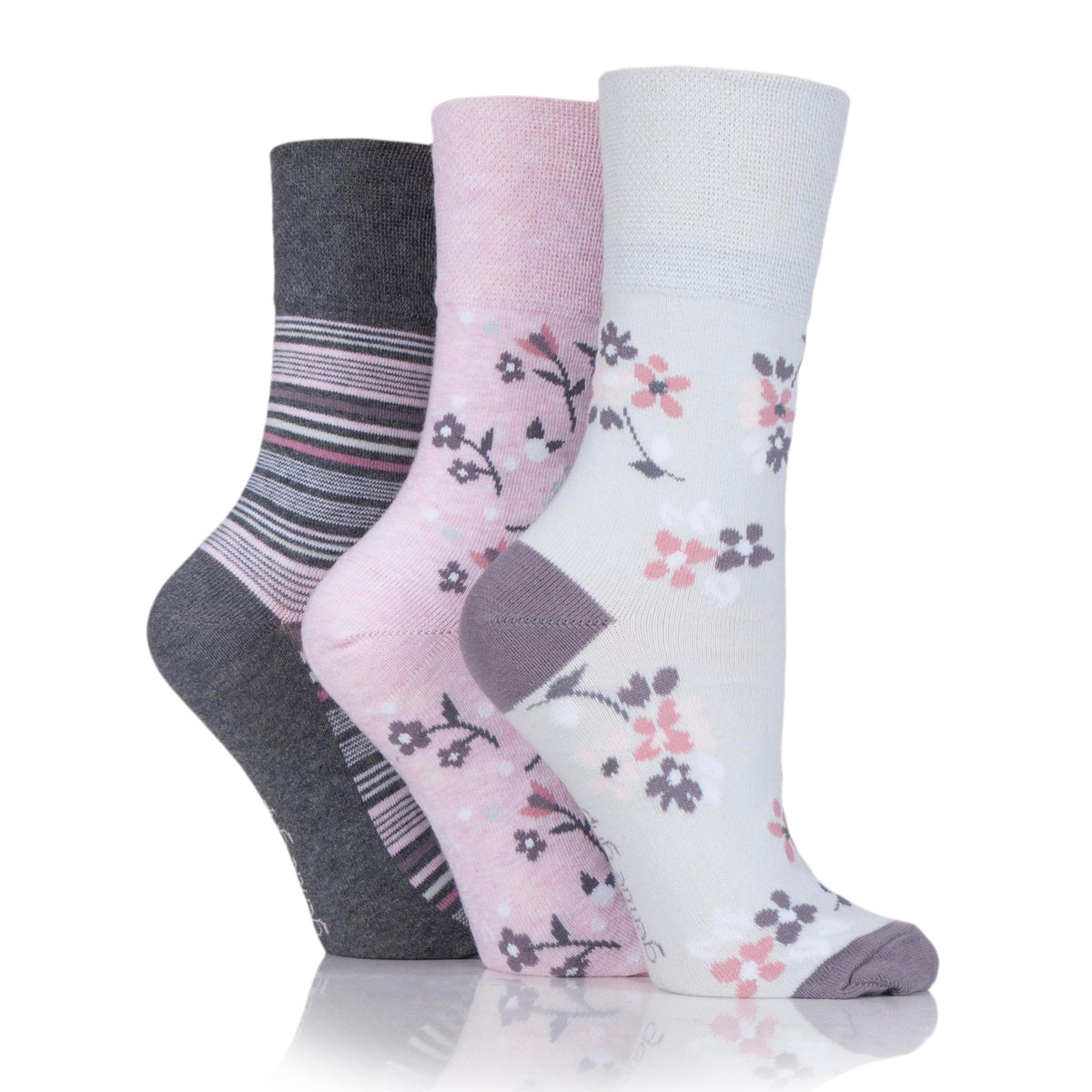 3 Pairs Ladies Cotton Socks - English Rose