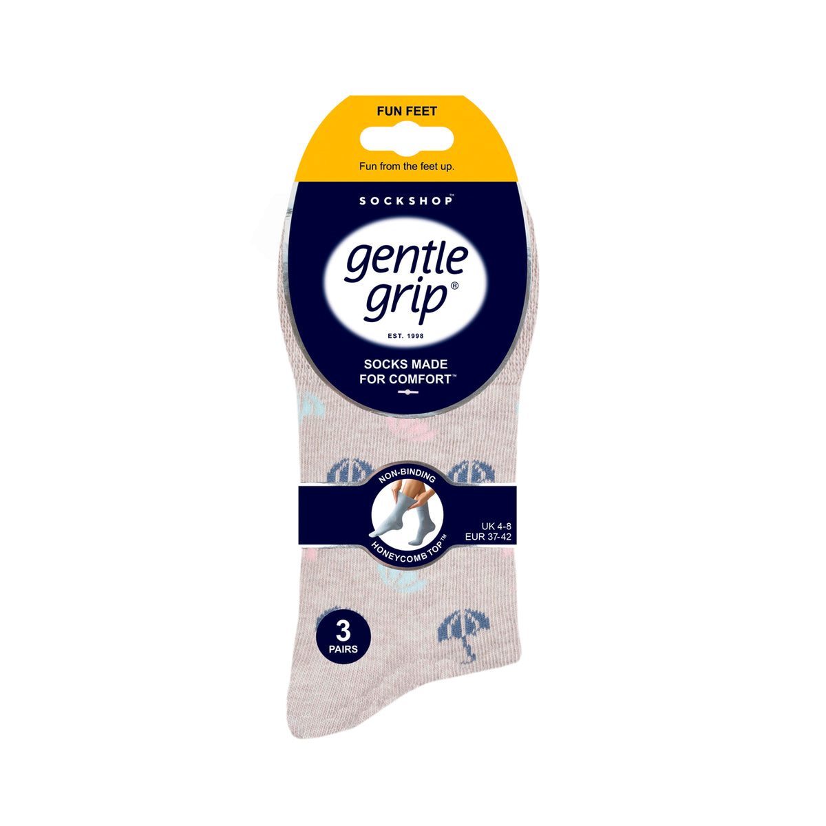 3 Pairs Ladies Fun Feet Cotton Socks - Rainy Days