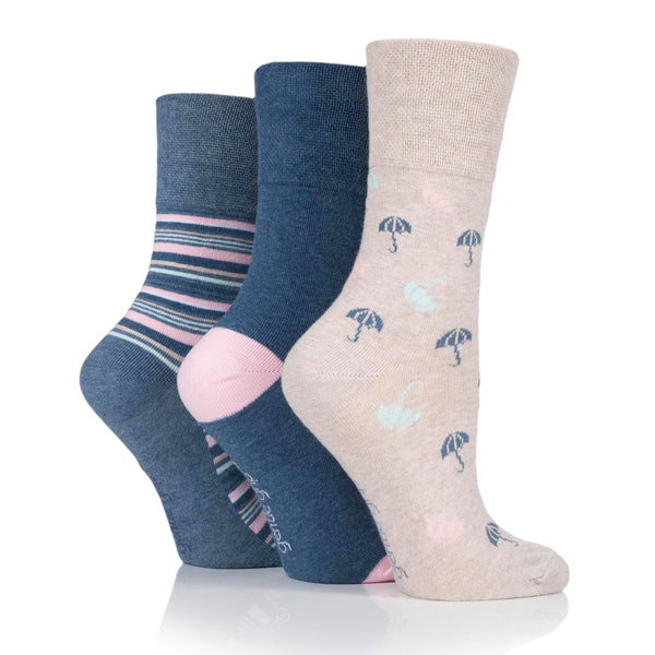 3 Pairs Ladies Fun Feet Cotton Socks - Rainy Days