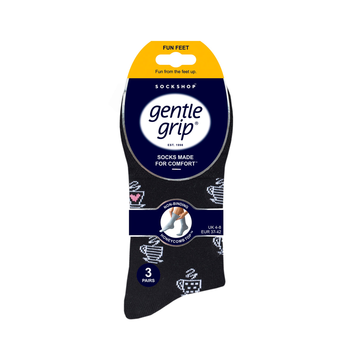 3 Pairs Ladies Fun Feet Cotton Socks - Afternoon Tea