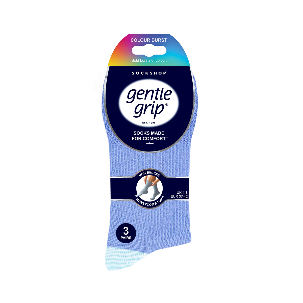 3 Pairs Ladies Colourburst Cotton Socks - Chroma Portal