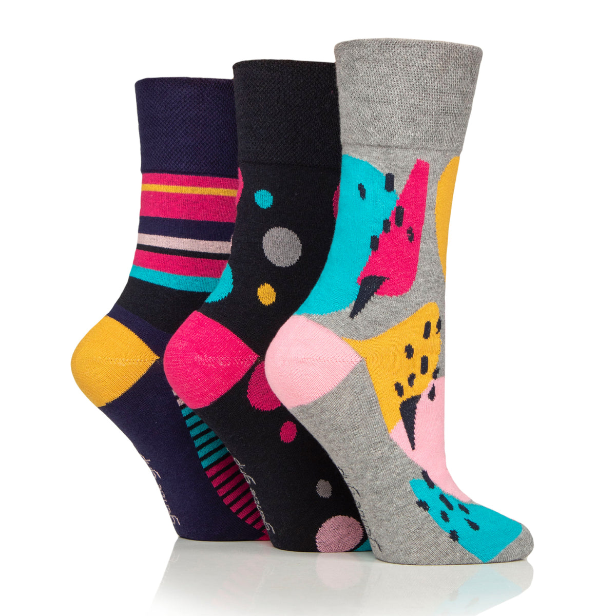 3 Pairs Ladies Colourburst Cotton Socks - Hyper Colour