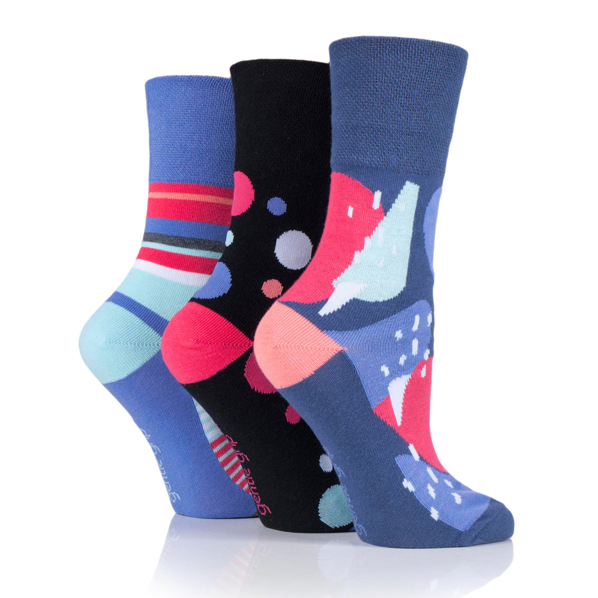 3 Pairs Ladies Colourburst Cotton Socks - Colour Pop