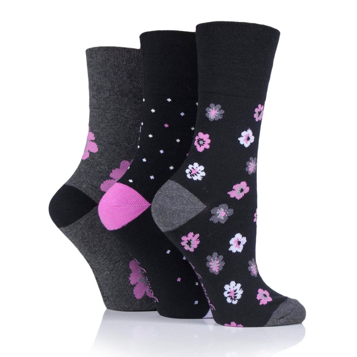 3 Pairs Ladies Cotton Socks - Floral Enchantment