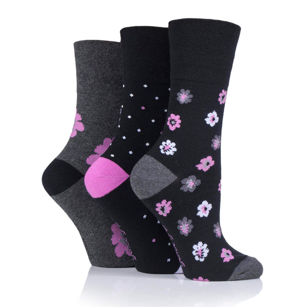 3 Pairs Ladies Cotton Socks - Floral Enchantment
