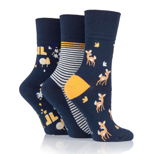 3 Pairs Ladies Fun Feet Cotton Socks - Woodland Walk
