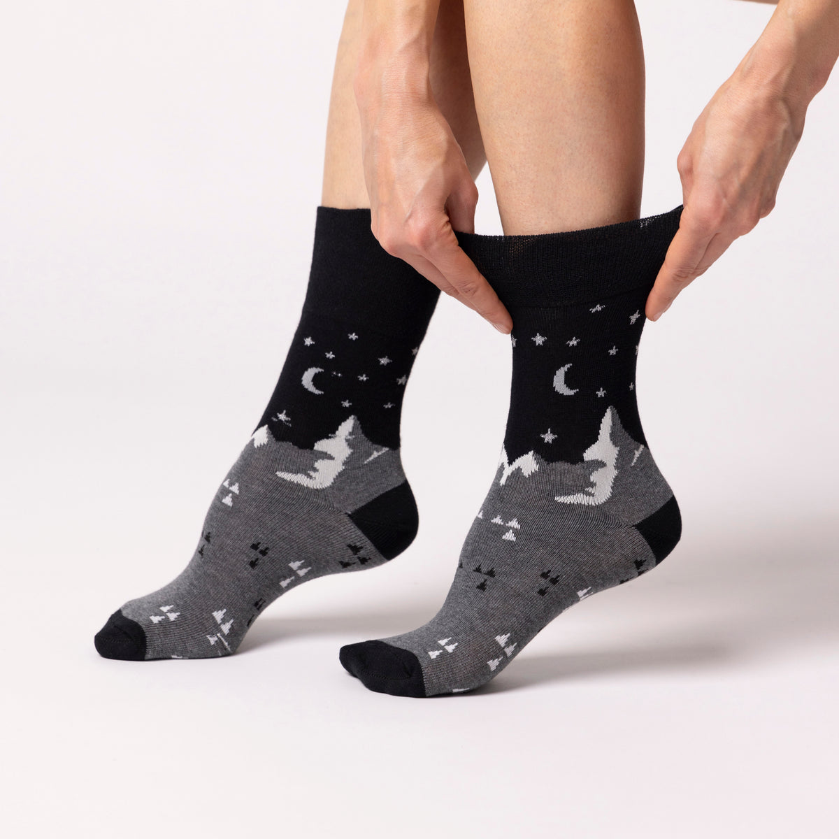 3 Pairs Ladies Fun Feet Cotton Socks - To the Moon and Stars