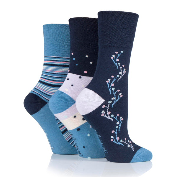 3 Pairs Ladies Cotton Socks - New Dawn Blue