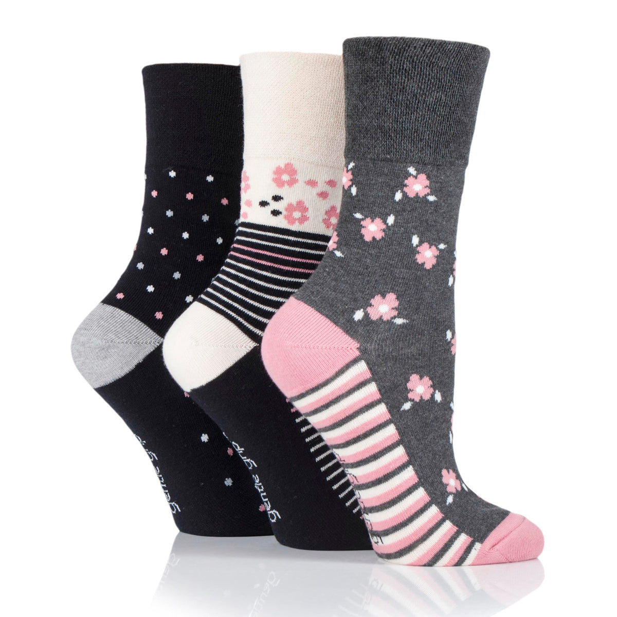 3 Pairs Ladies Cotton Socks - Floral Hybrid
